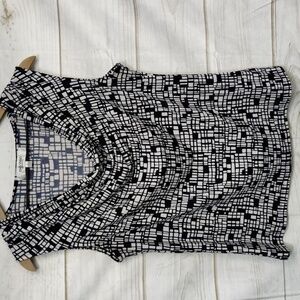 Jones Studio Separates Navy & White Pattern Cowl Neck Sleeveless Top Size Large